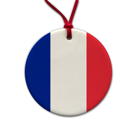 Saint Martin (French part) Country Flag Round Ceramic Holiday Christmas Tree Ornament