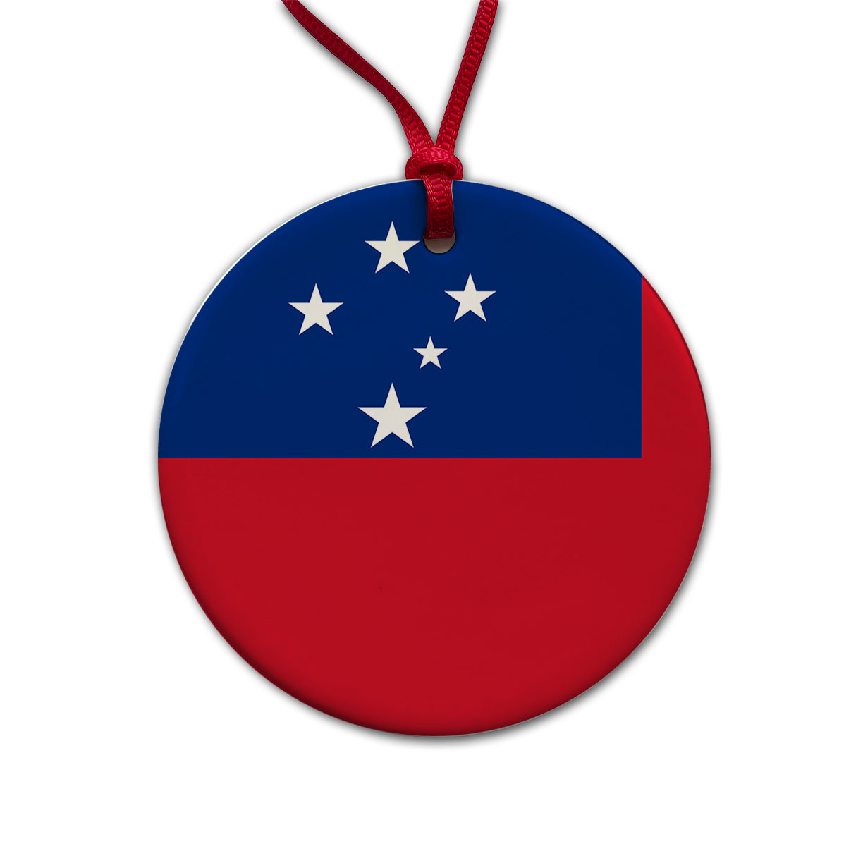 Samoa Country Flag Round Ceramic Holiday Christmas Tree Ornament