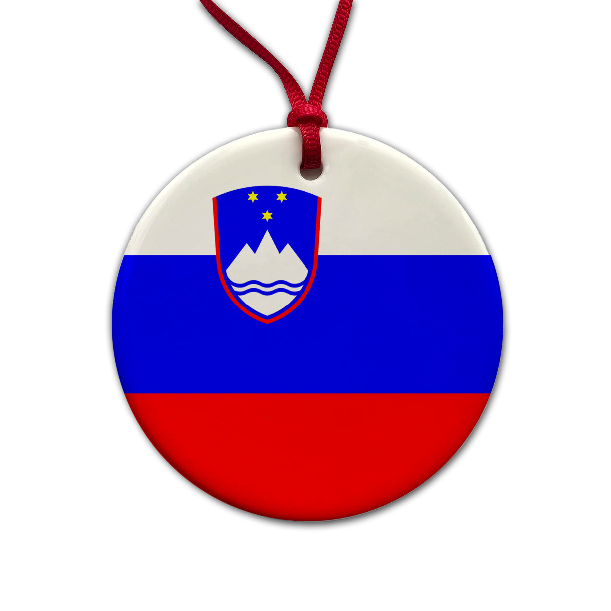 Slovenia Country Flag Round Ceramic Holiday Christmas Tree Ornament