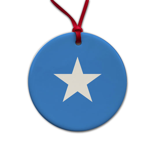 Somalia Country Flag Round Ceramic Holiday Christmas Tree Ornament