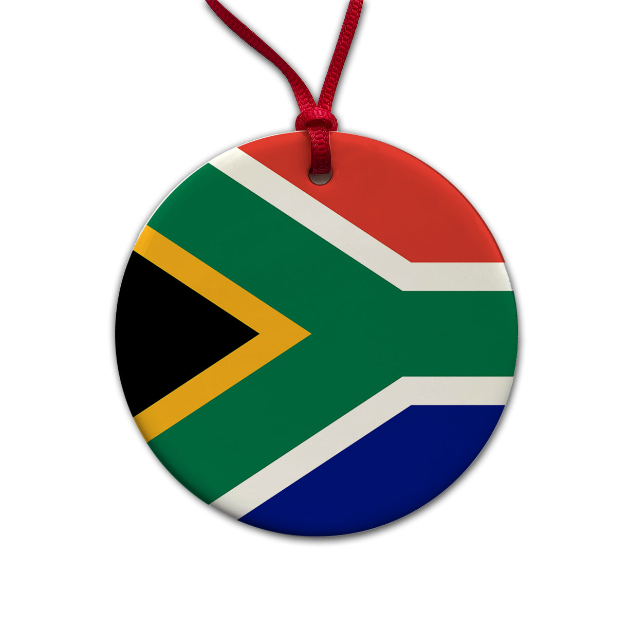 South Africa Country Flag Round Ceramic Holiday Christmas Tree Ornament