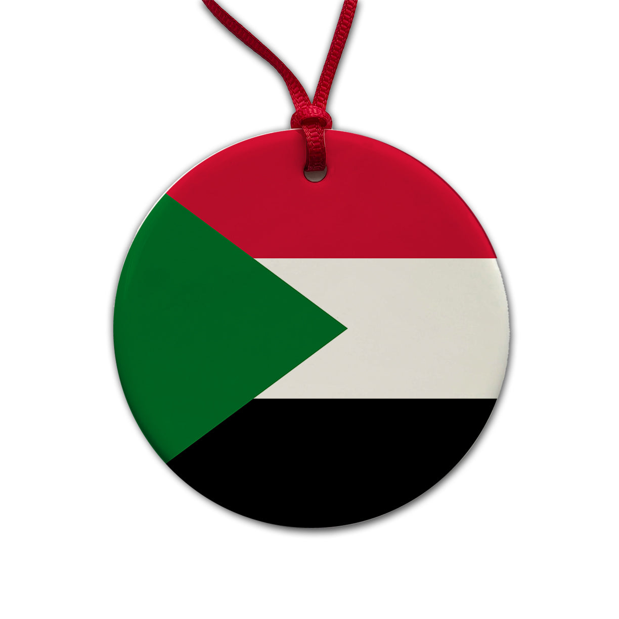 Sudan (the) Country Flag Round Ceramic Holiday Christmas Tree Ornament
