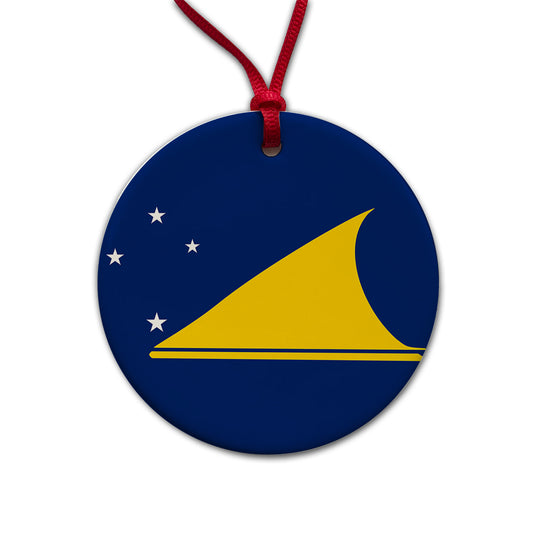 Tokelau Country Flag Round Ceramic Holiday Christmas Tree Ornament