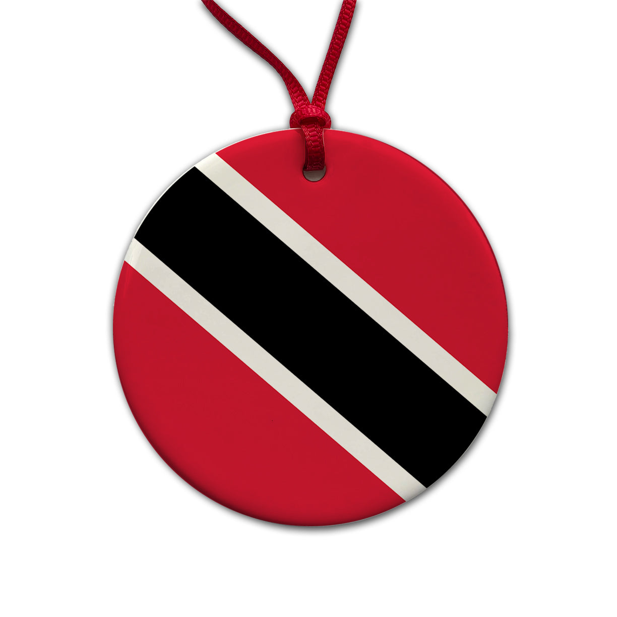 Trinidad and Tobago Country Flag Round Ceramic Holiday Christmas Tree Ornament