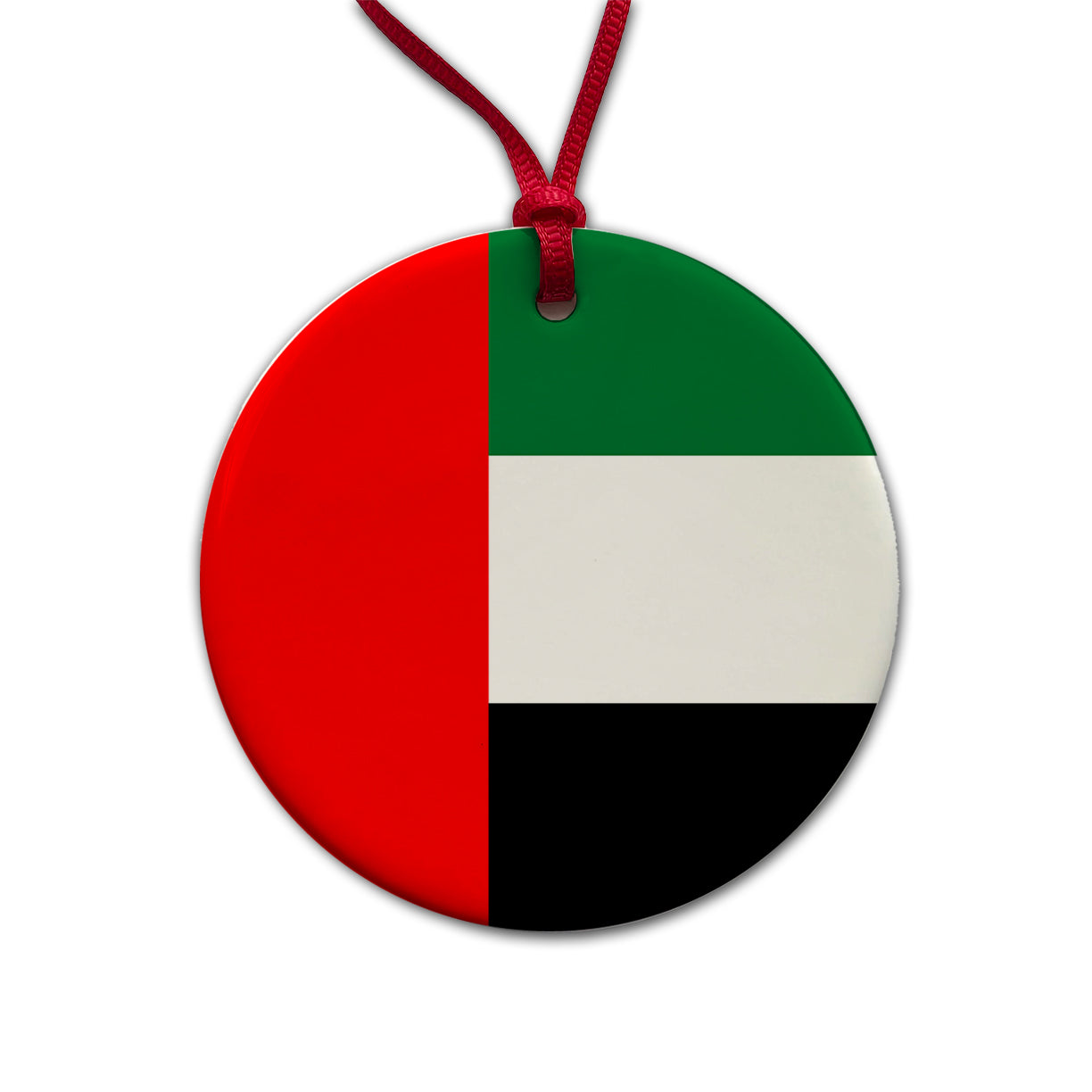 United Arab Emirates Country Flag Round Ceramic Holiday Christmas Tree Ornament