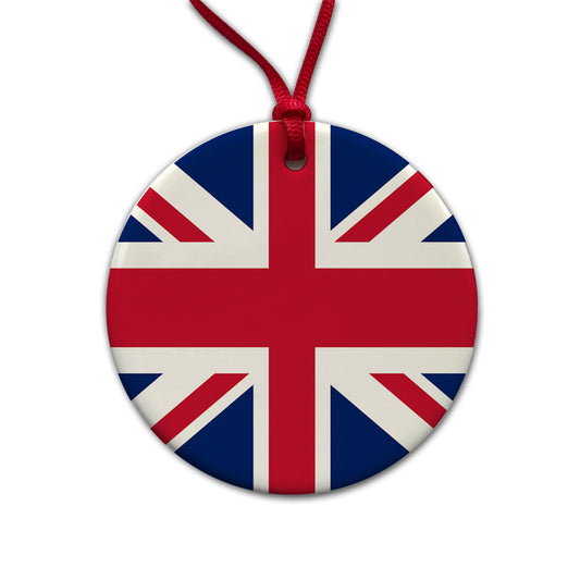 United Kingdom of Great Britain and Northern Ireland Country Flag Round Ceramic Holiday Christmas Tree Ornament
