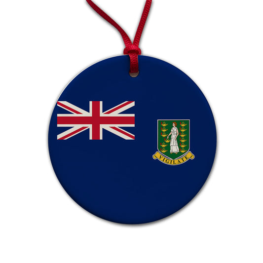 Virgin Islands (British) Country Flag Round Ceramic Holiday Christmas Tree Ornament