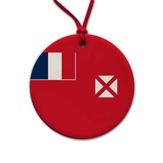 Wallis and Futuna Country Flag Round Ceramic Holiday Christmas Tree Ornament