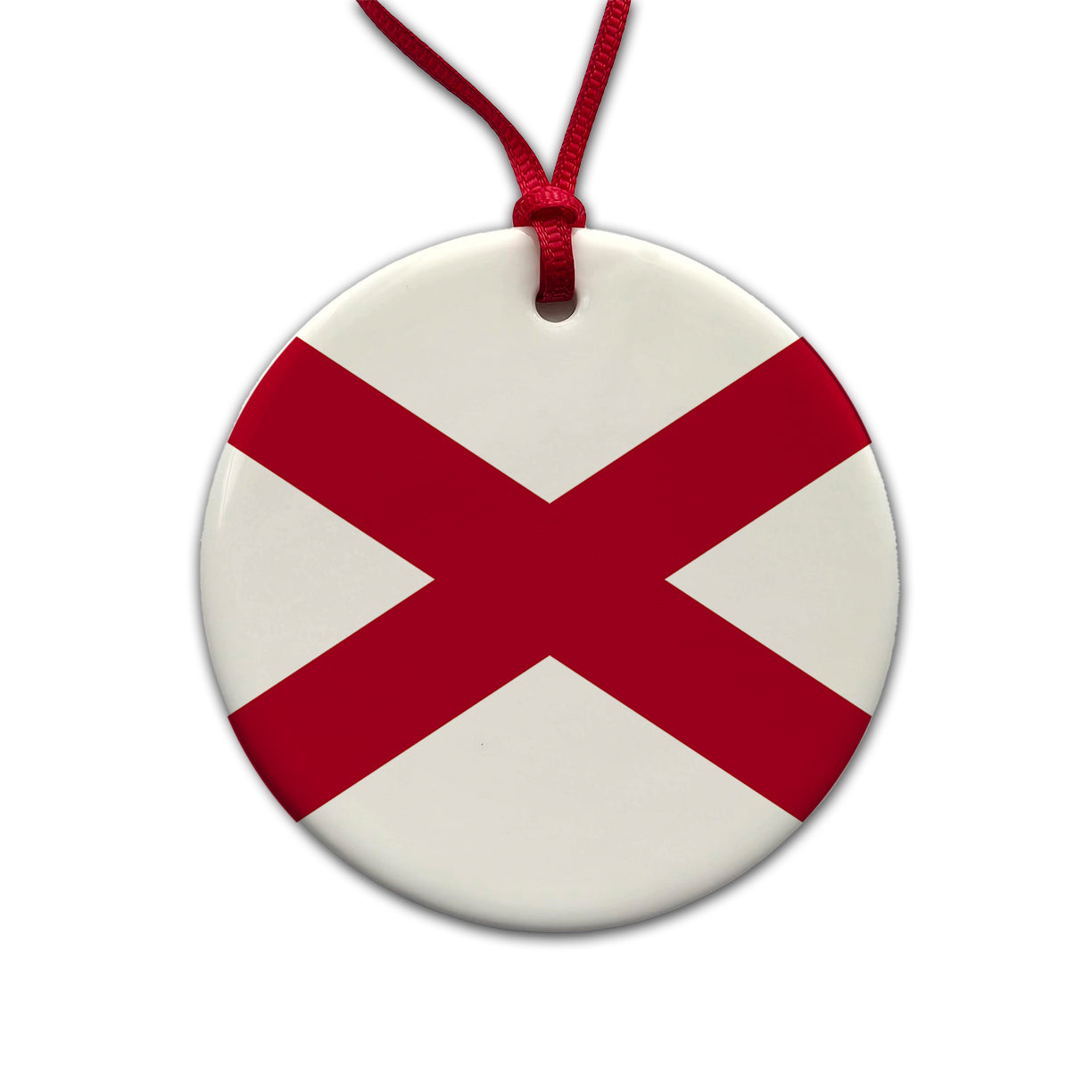 Alabama AL State Flag Round Ceramic Holiday Christmas Tree Ornament
