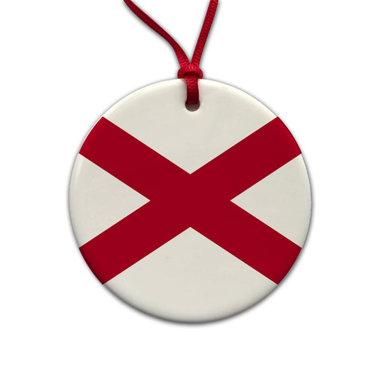 Alabama AL State Flag Round Ceramic Holiday Christmas Tree Ornament
