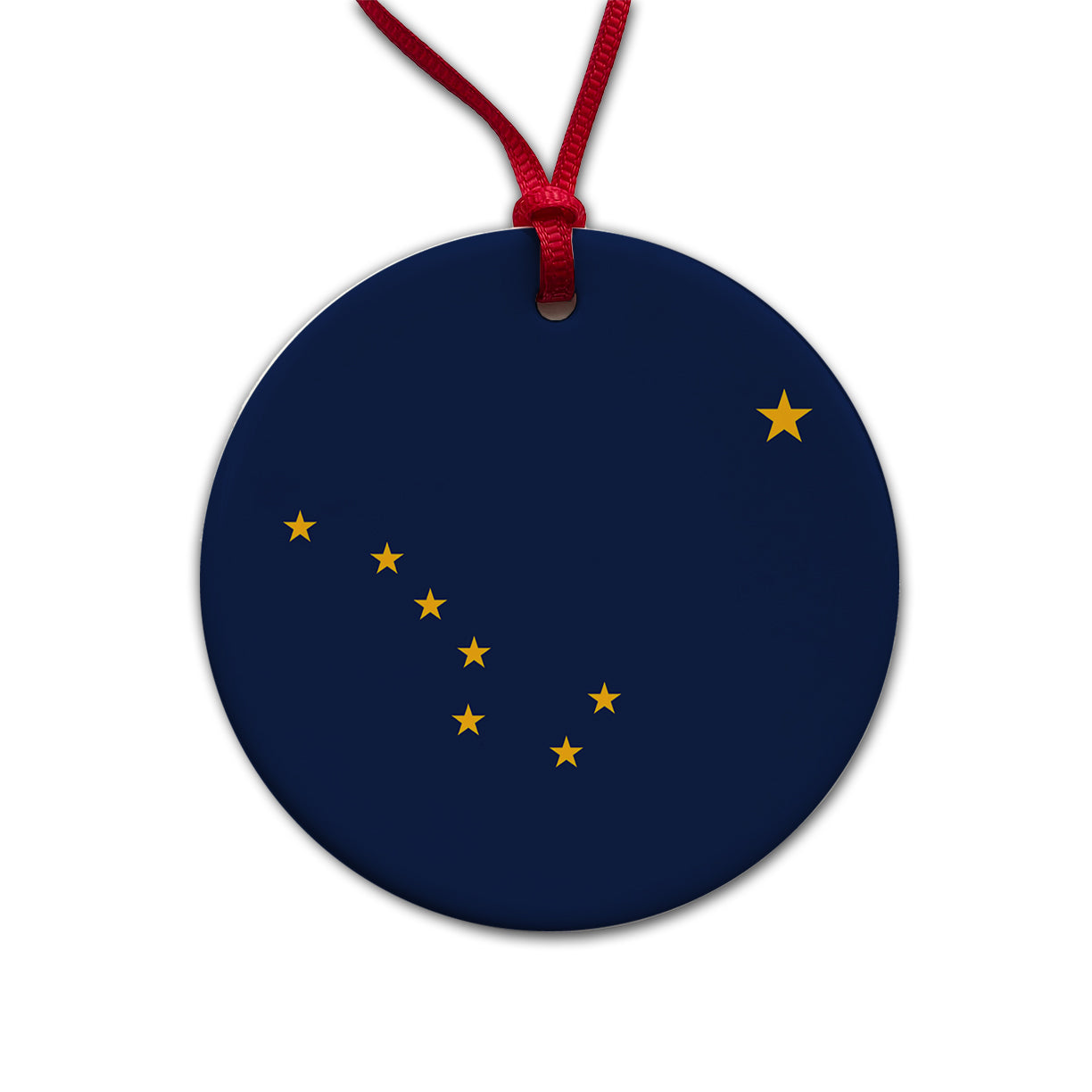 Alaska AK State Flag Round Ceramic Holiday Christmas Tree Ornament