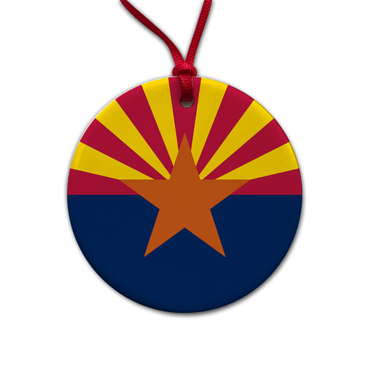 Arizona AZ State Flag Round Ceramic Holiday Christmas Tree Ornament