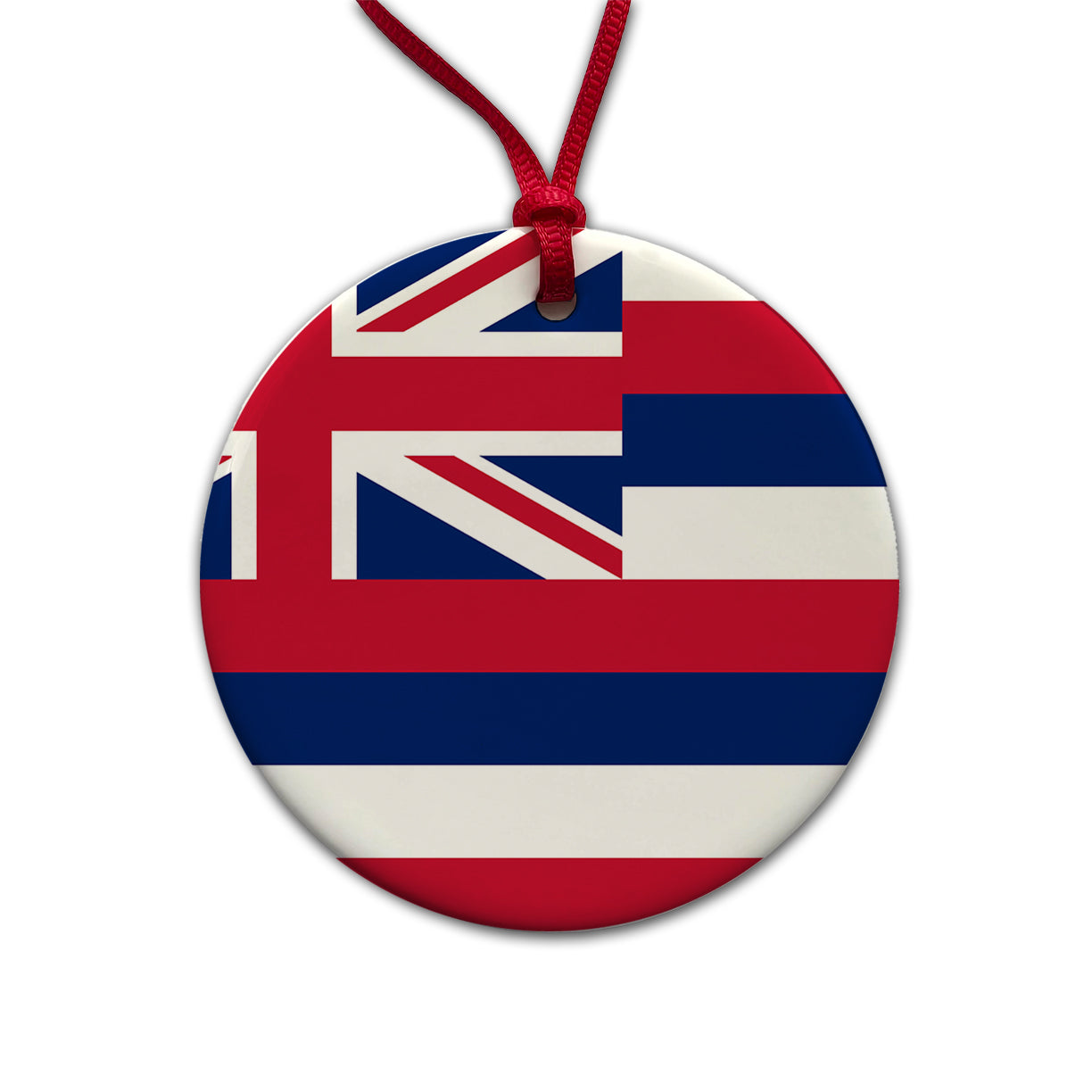 Hawaii HI State Flag Round Ceramic Holiday Christmas Tree Ornament
