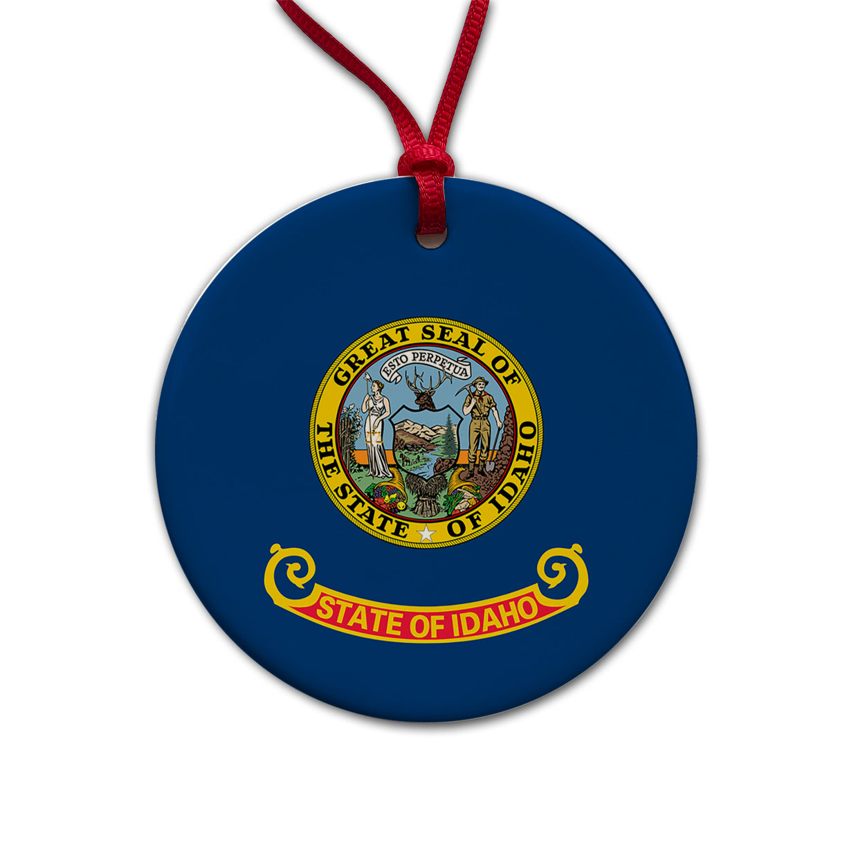 Idaho ID State Flag Round Ceramic Holiday Christmas Tree Ornament