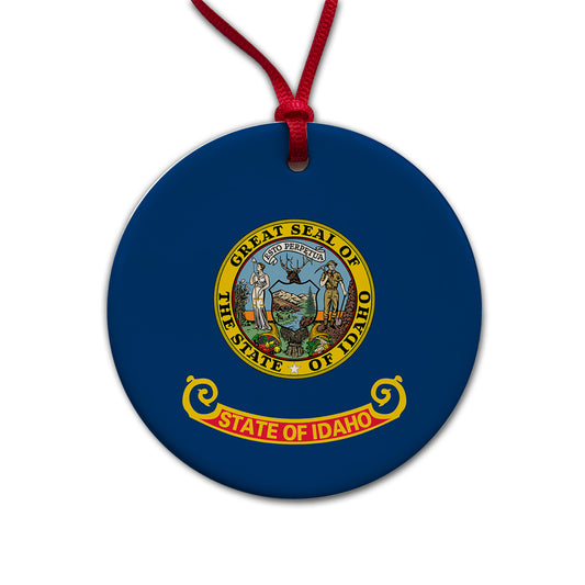 Idaho ID State Flag Round Ceramic Holiday Christmas Tree Ornament