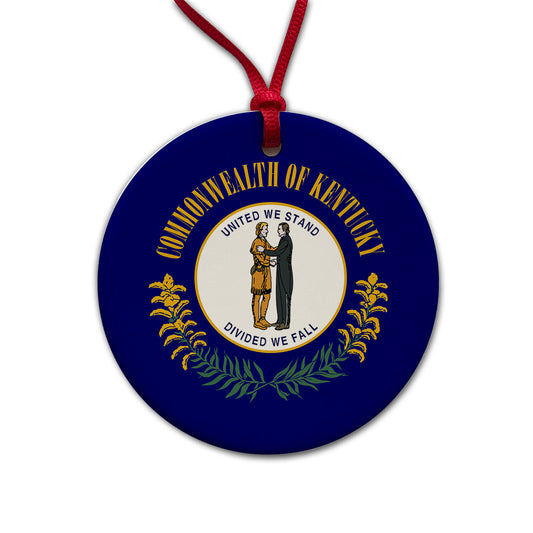 Kentucky KY State Flag Round Ceramic Holiday Christmas Tree Ornament