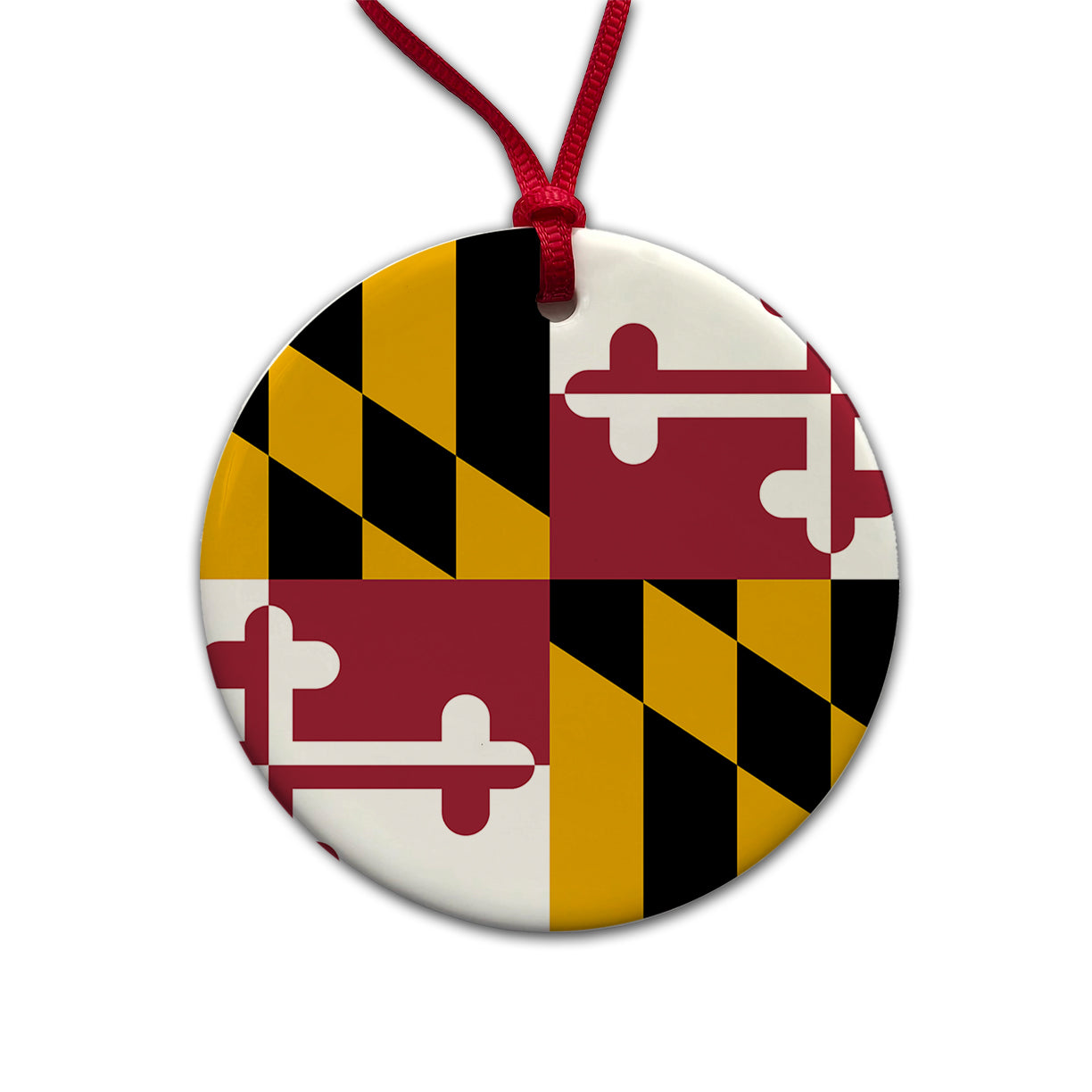 Maryland MD State Flag Round Ceramic Holiday Christmas Tree Ornament
