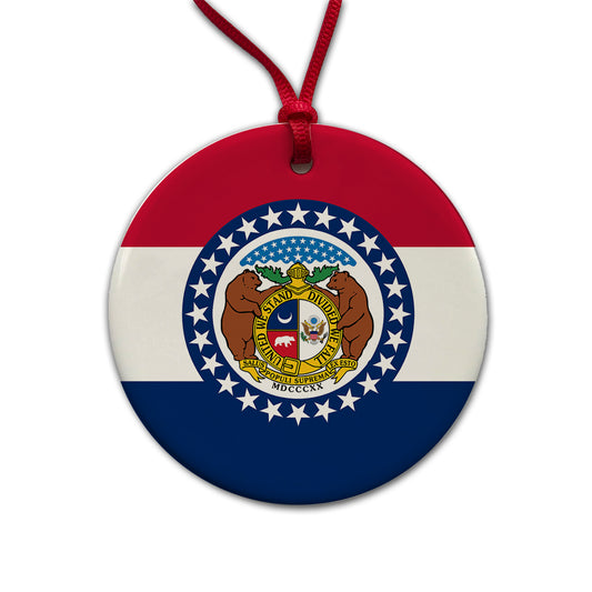Missouri MO State Flag Round Ceramic Holiday Christmas Tree Ornament