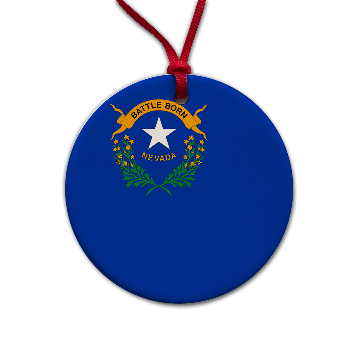 Nevada NV State Flag Round Ceramic Holiday Christmas Tree Ornament