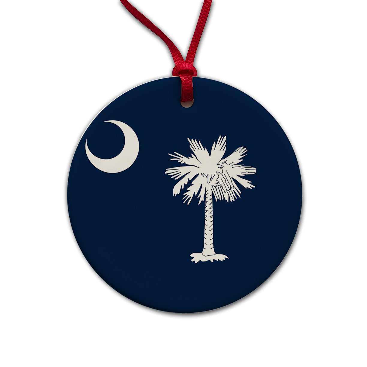 South Carolina SC State Flag Round Ceramic Holiday Christmas Tree Ornament