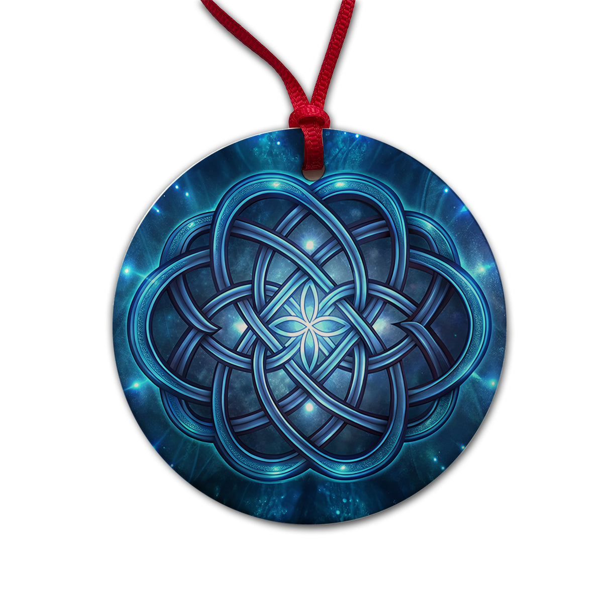 Blue Celtic Knot Eternity Love Round Ceramic Holiday Christmas Tree Ornament