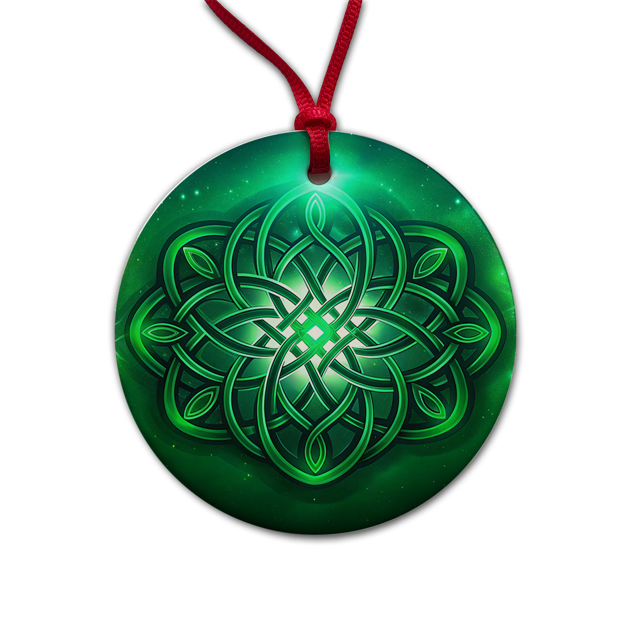 Celtic Knot Irish Eternity Love Green Round Ceramic Holiday Christmas Tree Ornament