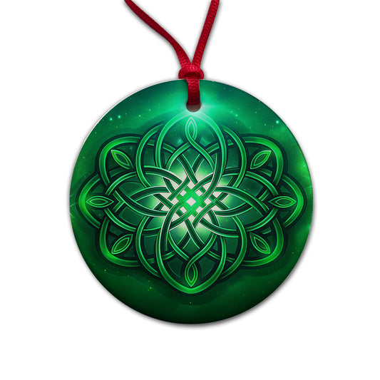 Celtic Knot Irish Eternity Love Green Round Ceramic Holiday Christmas Tree Ornament