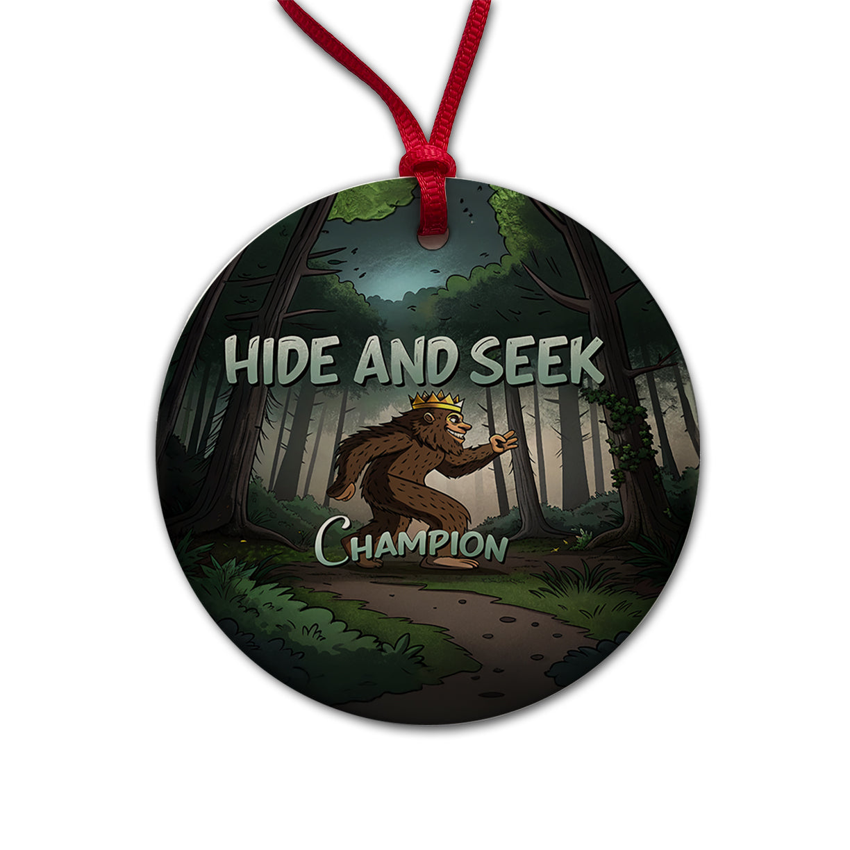 Hide And Seek Champion Big Foot With Crown Round Ceramic Holiday Christmas Tree Ornament