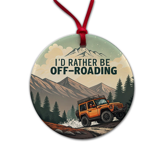 I'd Rather Be Off-Roading 4x4 Round Ceramic Holiday Christmas Tree Ornament