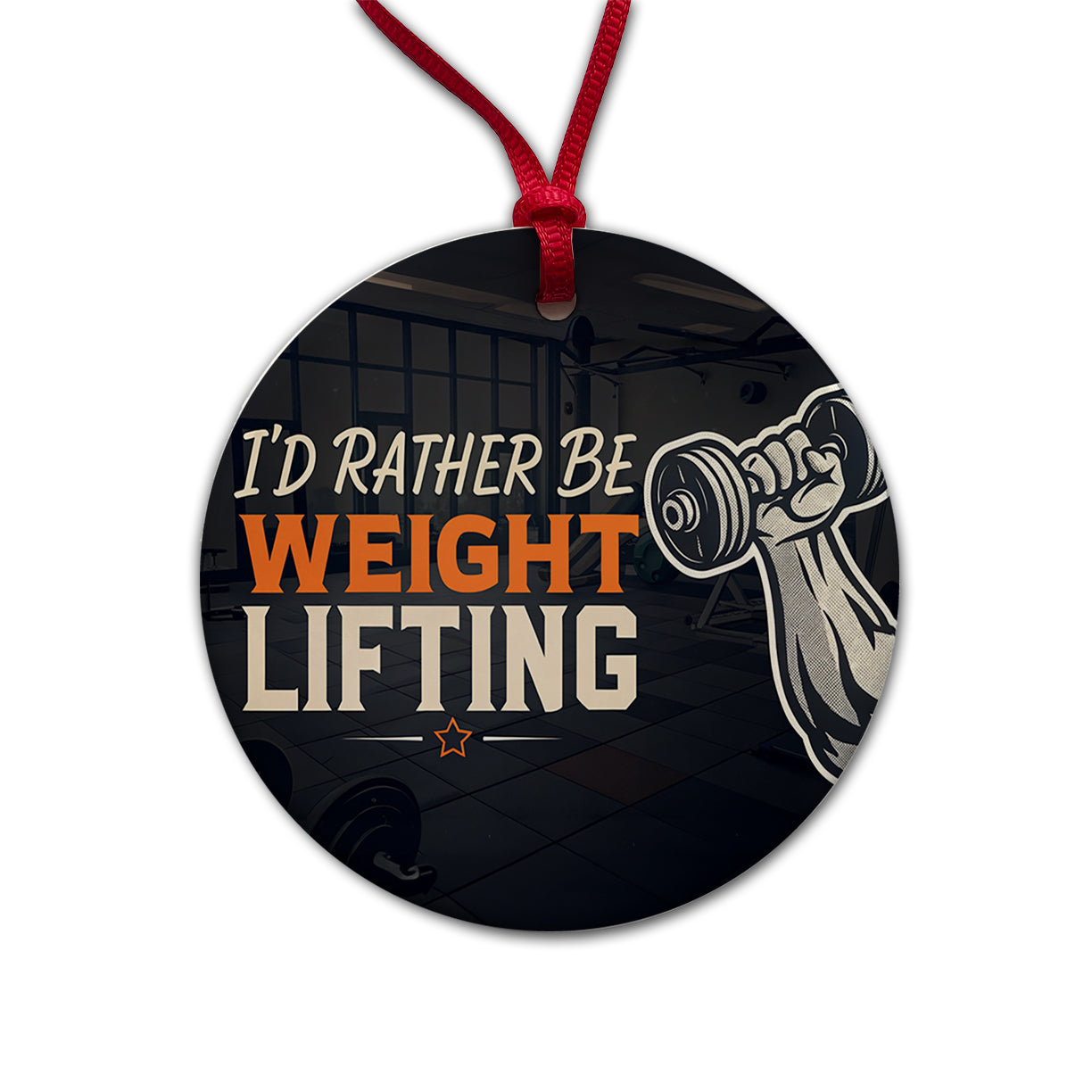 I'd Rather Be Weight Lifting Dumbbell Round Ceramic Holiday Christmas Tree Ornament