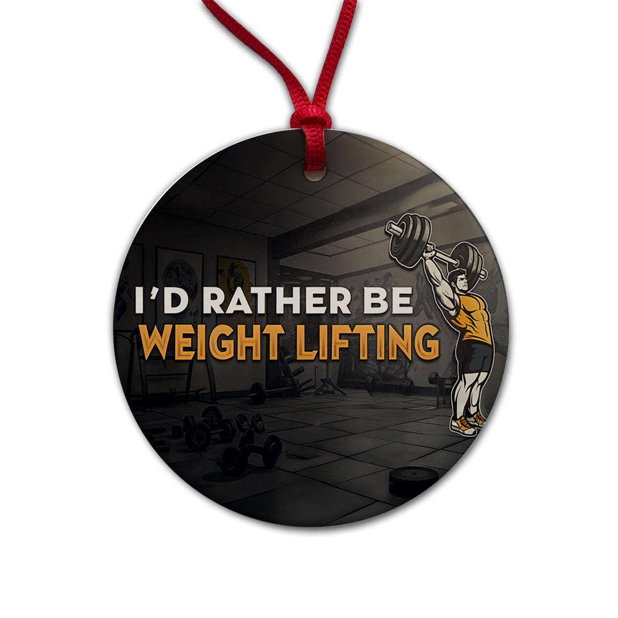 I'd Rather Be Weight Lifting Gym Round Ceramic Holiday Christmas Tree Ornament