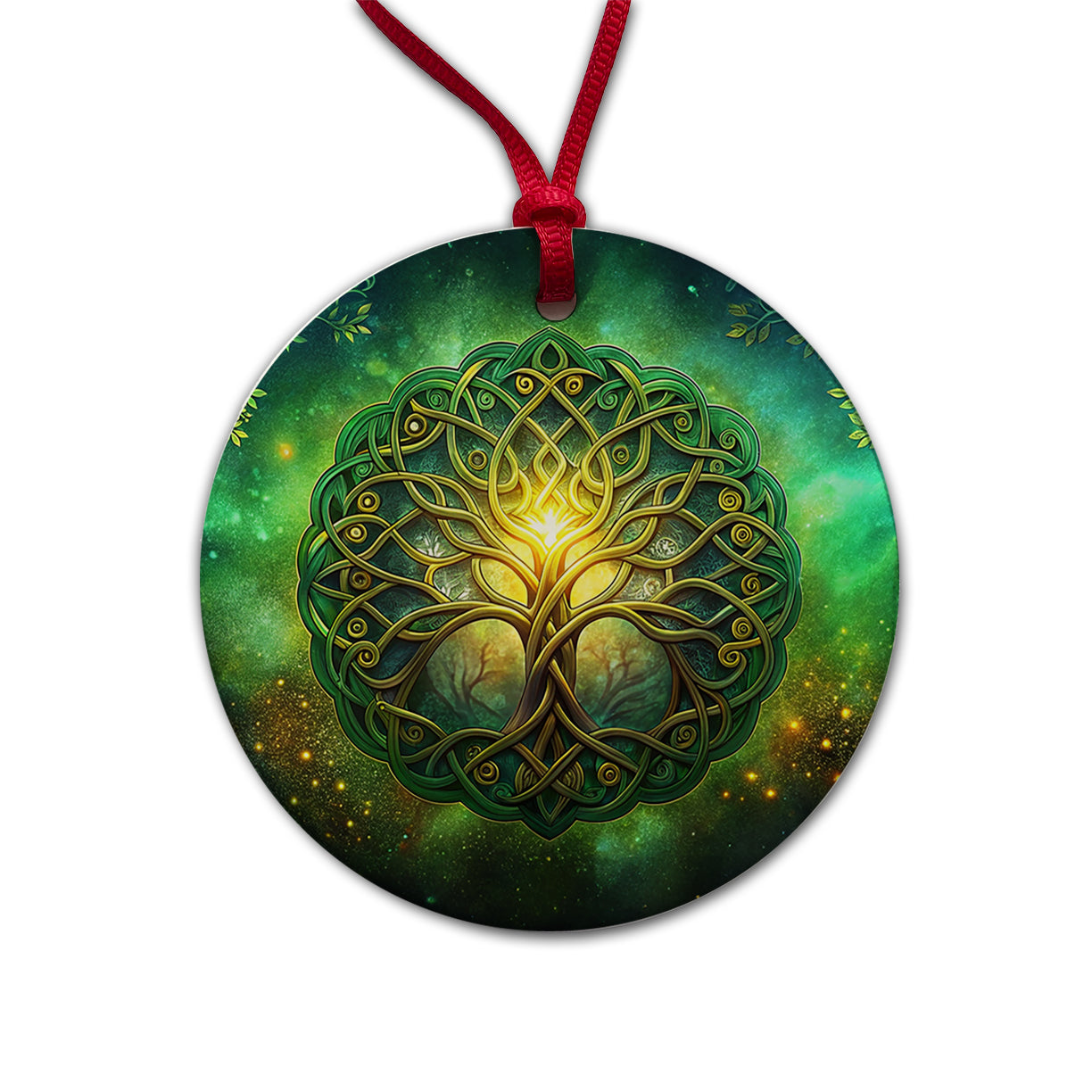 Irish Celtic Elegant Tree Of Life Round Ceramic Holiday Christmas Tree Ornament