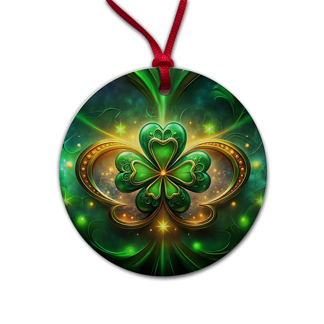 Luck Of The Irish Clover Design Round Ceramic Holiday Christmas Tree Ornament