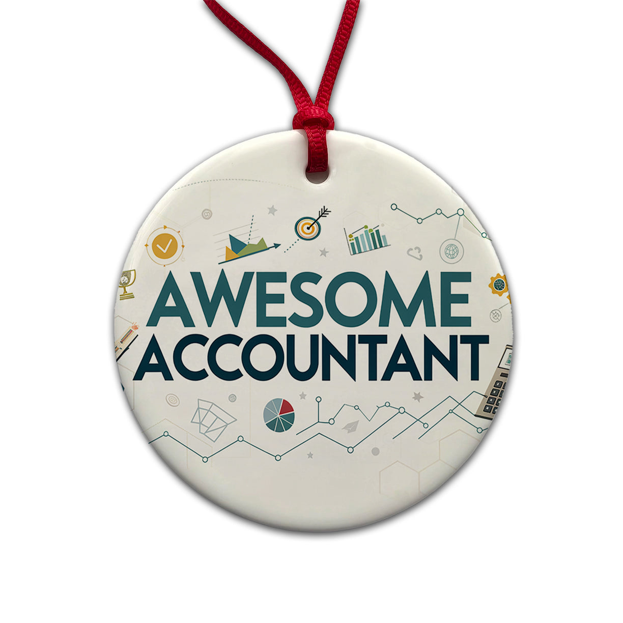 Awesome Accountant Inspirational Round Ceramic Holiday Christmas Tree Ornament