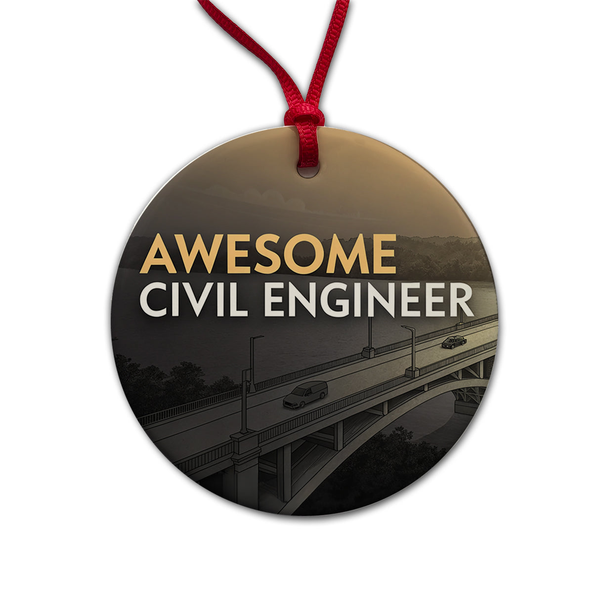 Awesome Civil Engineer Inspirational Round Ceramic Holiday Christmas Tree Ornament