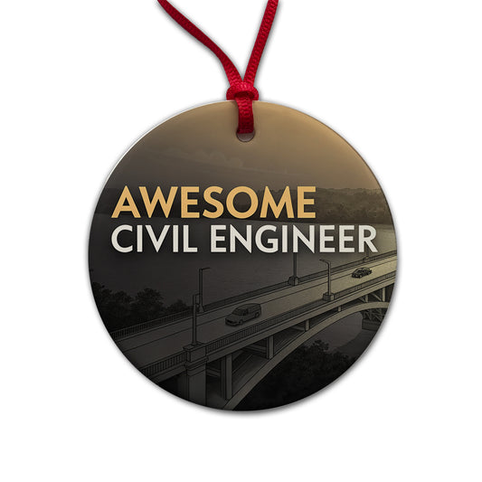 Awesome Civil Engineer Inspirational Round Ceramic Holiday Christmas Tree Ornament