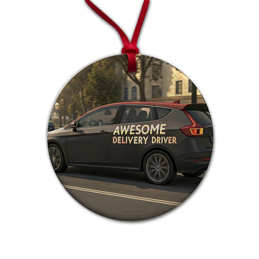 Awesome Delivery Driver Inspirational Round Ceramic Holiday Christmas Tree Ornament