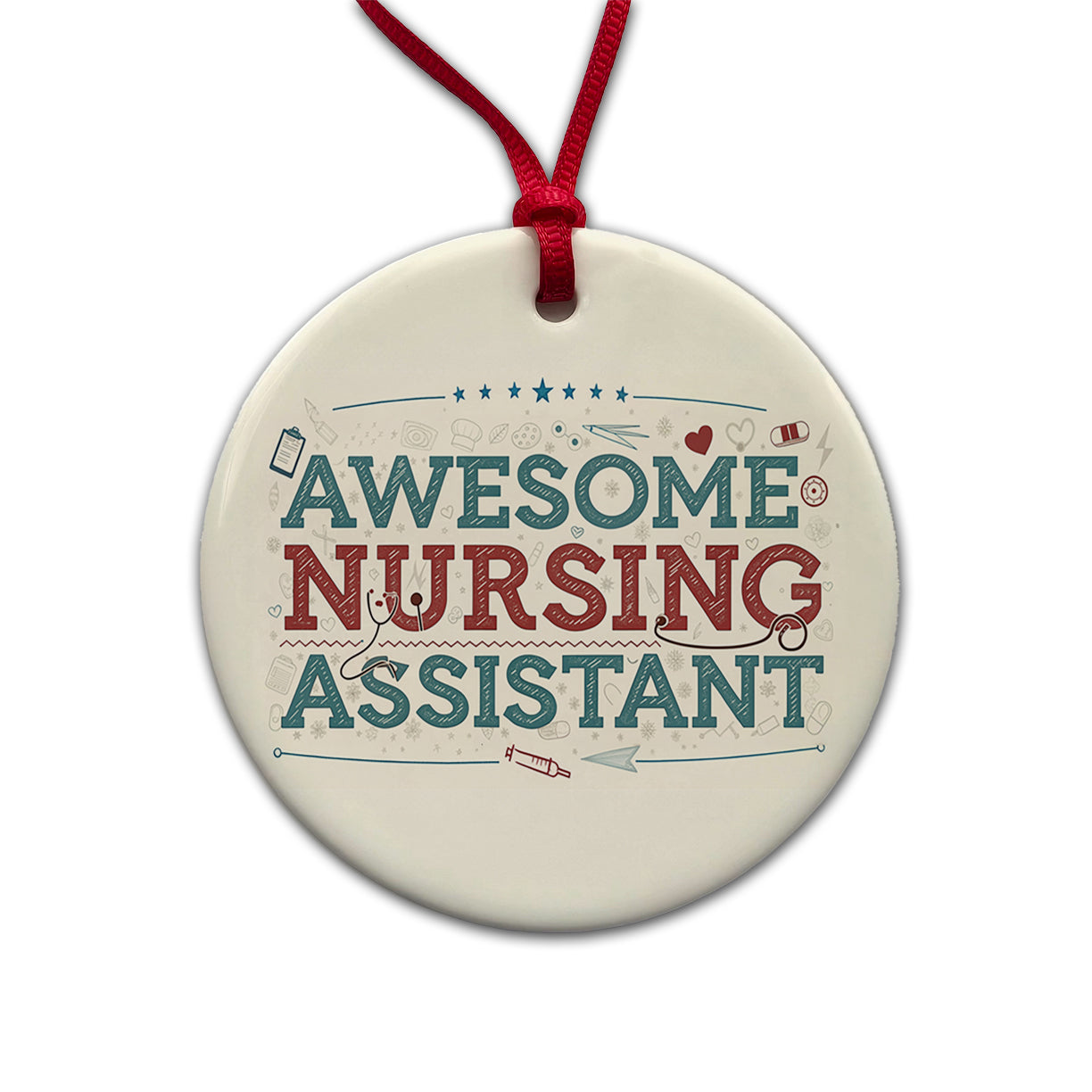 Awesome Nursing Assistant Inspirational Round Ceramic Holiday Christmas Tree Ornament