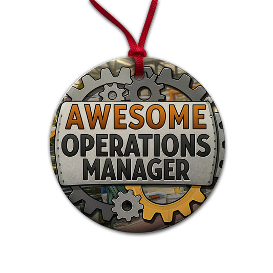 Awesome Operations Manager Factory Manufacturing Inspirational Round Ceramic Holiday Christmas Tree Ornament
