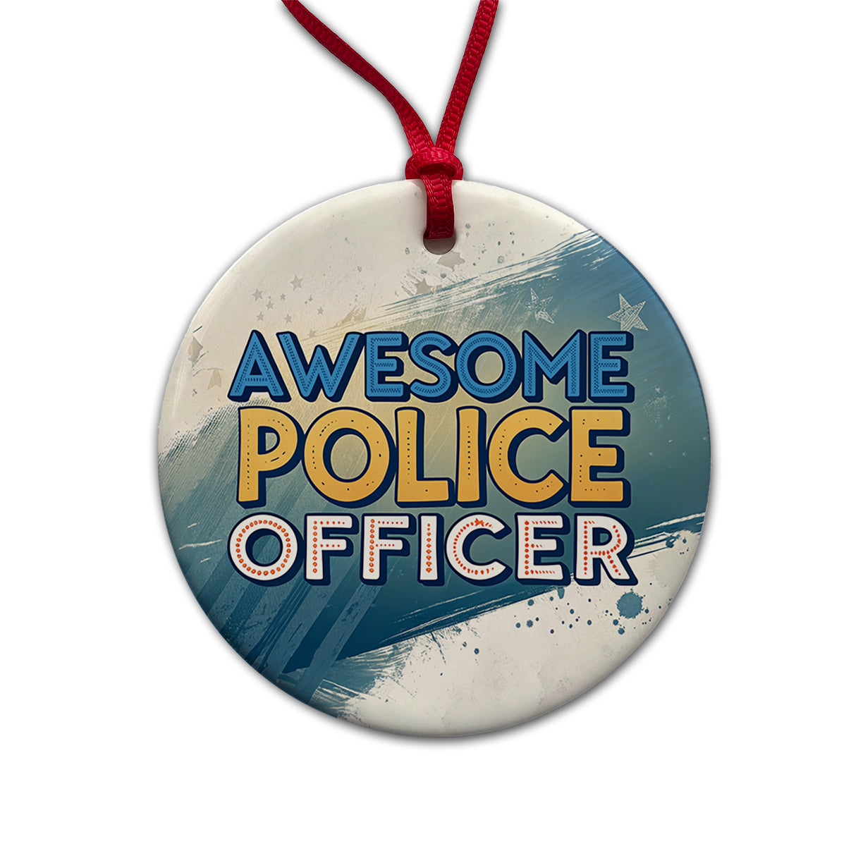 Awesome Police Officer Inspirational Round Ceramic Holiday Christmas Tree Ornament