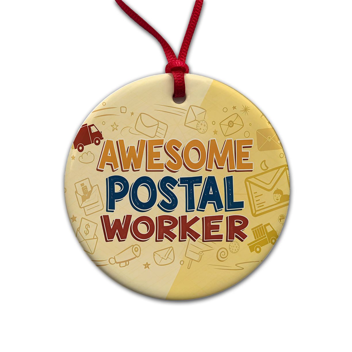 Awesome Postal Worker Inspirational Round Ceramic Holiday Christmas Tree Ornament