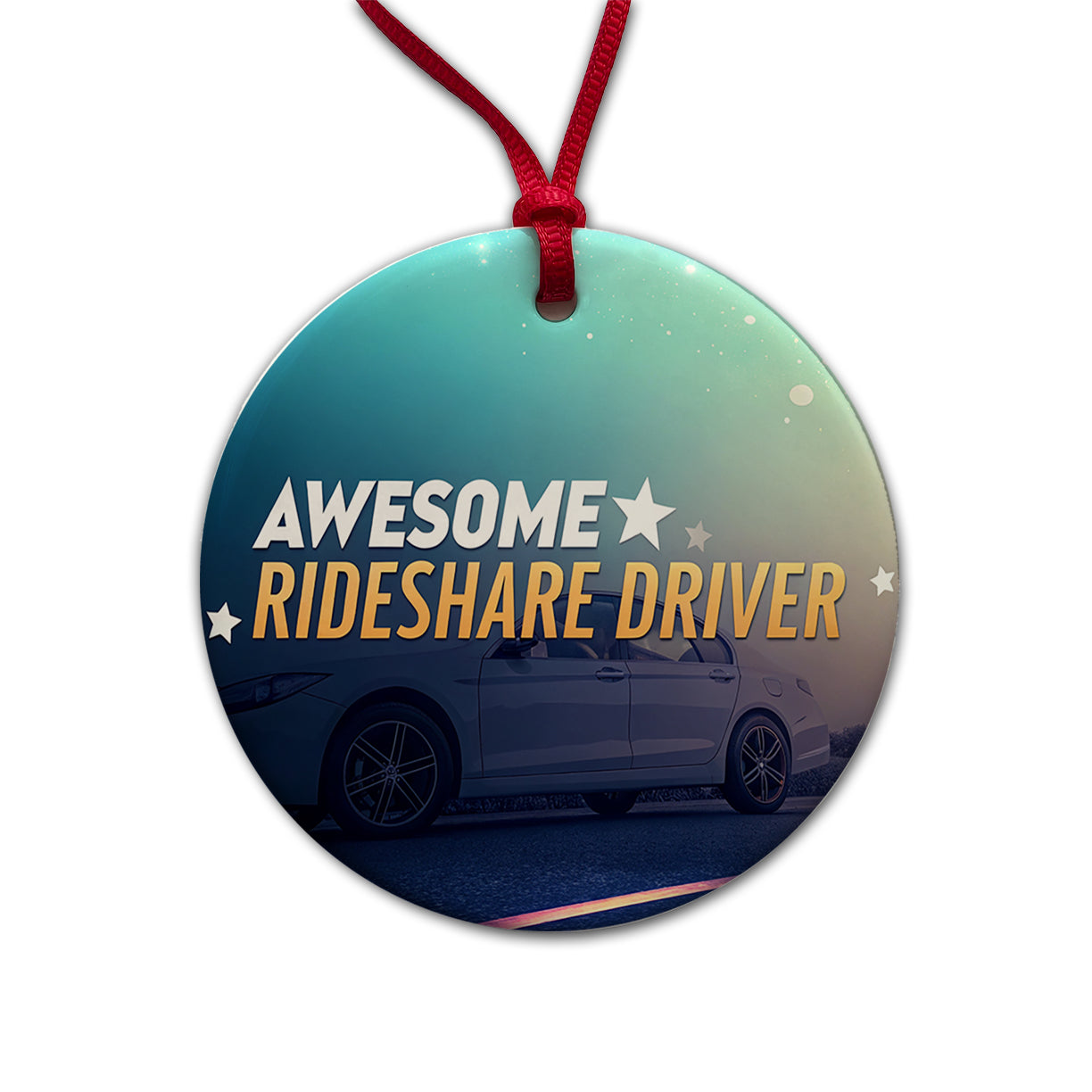 Awesome Rideshare Driver Inspirational Round Ceramic Holiday Christmas Tree Ornament