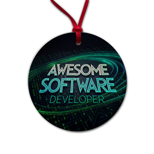 Awesome Software Developer Inspirational Round Ceramic Holiday Christmas Tree Ornament