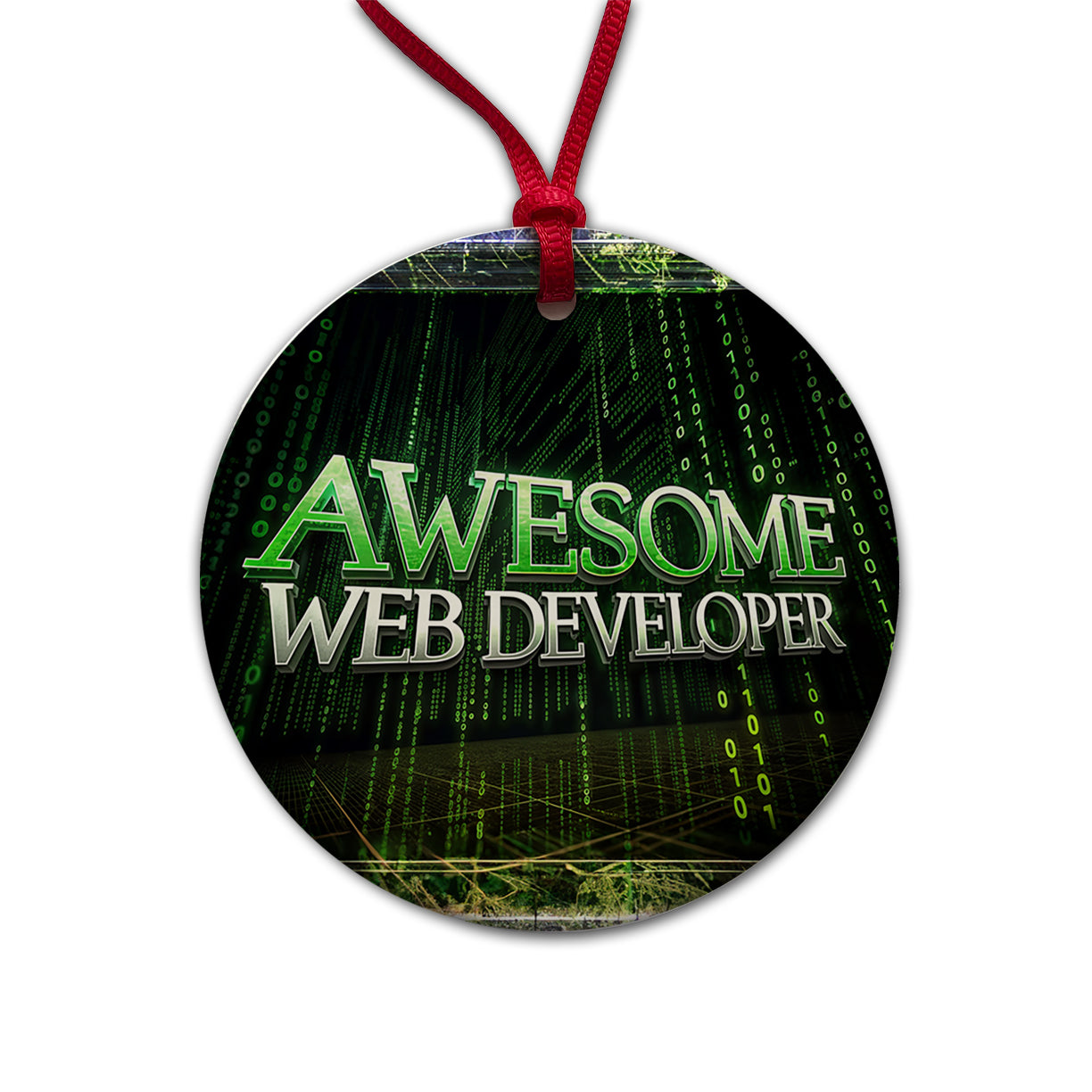 Awesome Web Developer Inspirational Round Ceramic Holiday Christmas Tree Ornament