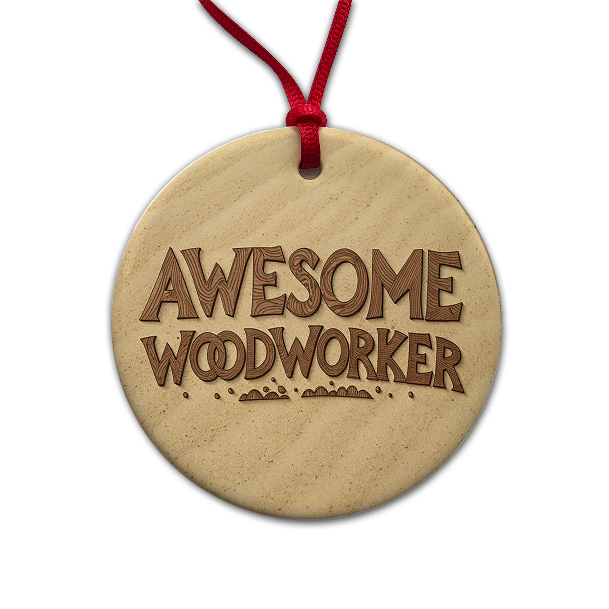 Awesome Woodworker Inspirational Carpenter Round Ceramic Holiday Christmas Tree Ornament