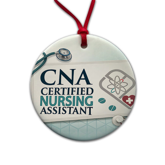 CNA Certified Nursing Assistant Medical Hospital Round Ceramic Holiday Christmas Tree Ornament