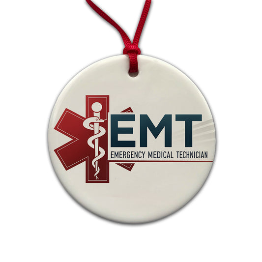 EMT Emergency Medical Technician Round Ceramic Holiday Christmas Tree Ornament