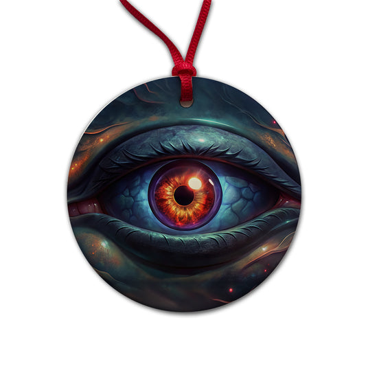 Evil Eye Scary Creepy Round Ceramic Holiday Christmas Tree Ornament