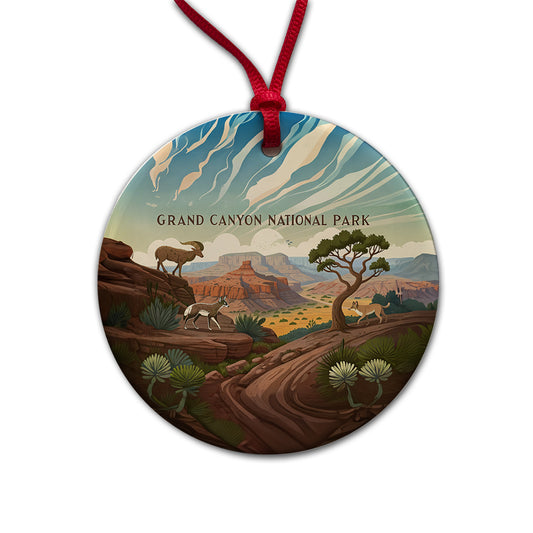 Grand Canyon National Park Animals Round Ceramic Holiday Christmas Tree Ornament