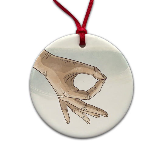 Hand Forming The Circle Game Round Ceramic Holiday Christmas Tree Ornament